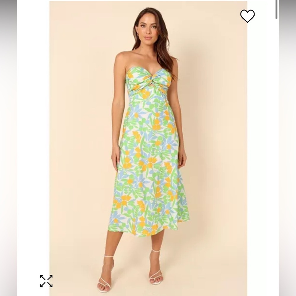 Petal and Pup Women's Vanessa Strapless Midi Dress Medium Trendy Floral Cut Out